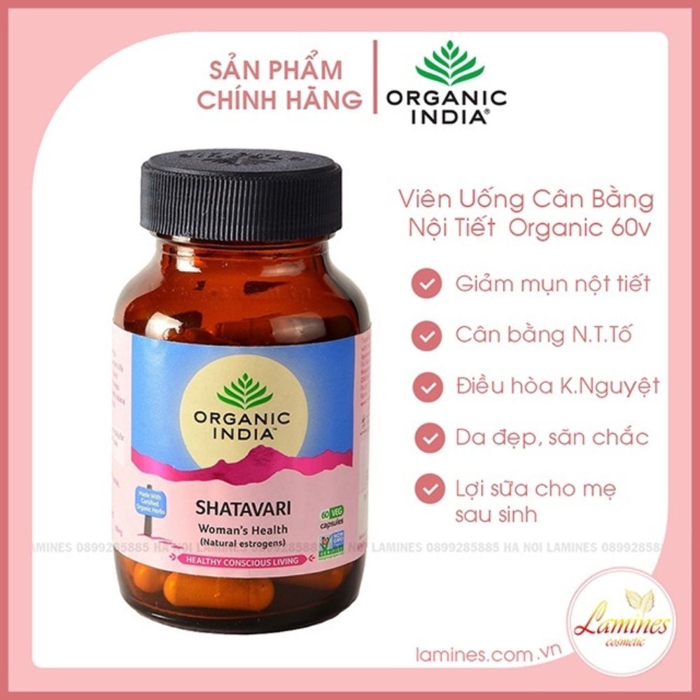 Viên Uống Cân Bằng Nội Tiết - Organic India Shatavari 60v