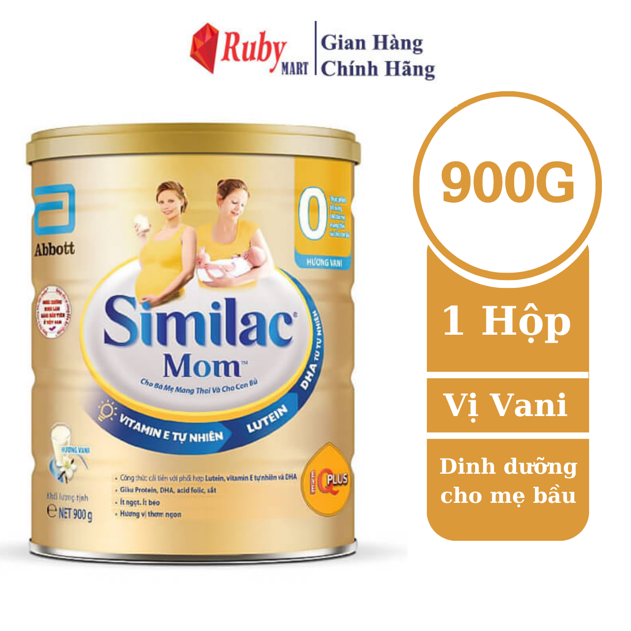 Sữa bột Similac Mom IQ 900G hương vani bổ sung dinh dưỡng cho bà mẹ mang thai và cho con bú