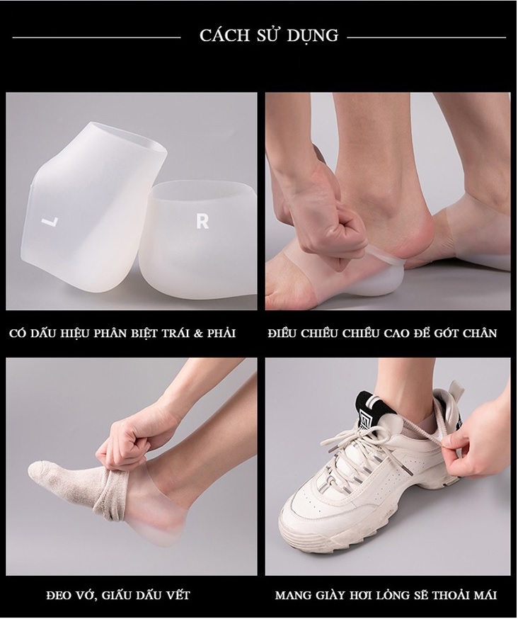 Đệm gót chân Silicon tăng chiều cao