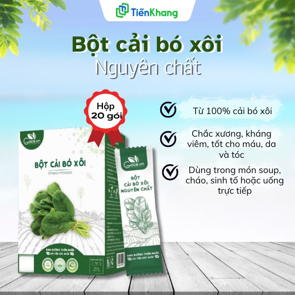 Bột Cải Bó Xôi Nguyên Chất Goce - Hộp (60gram/20 gói)