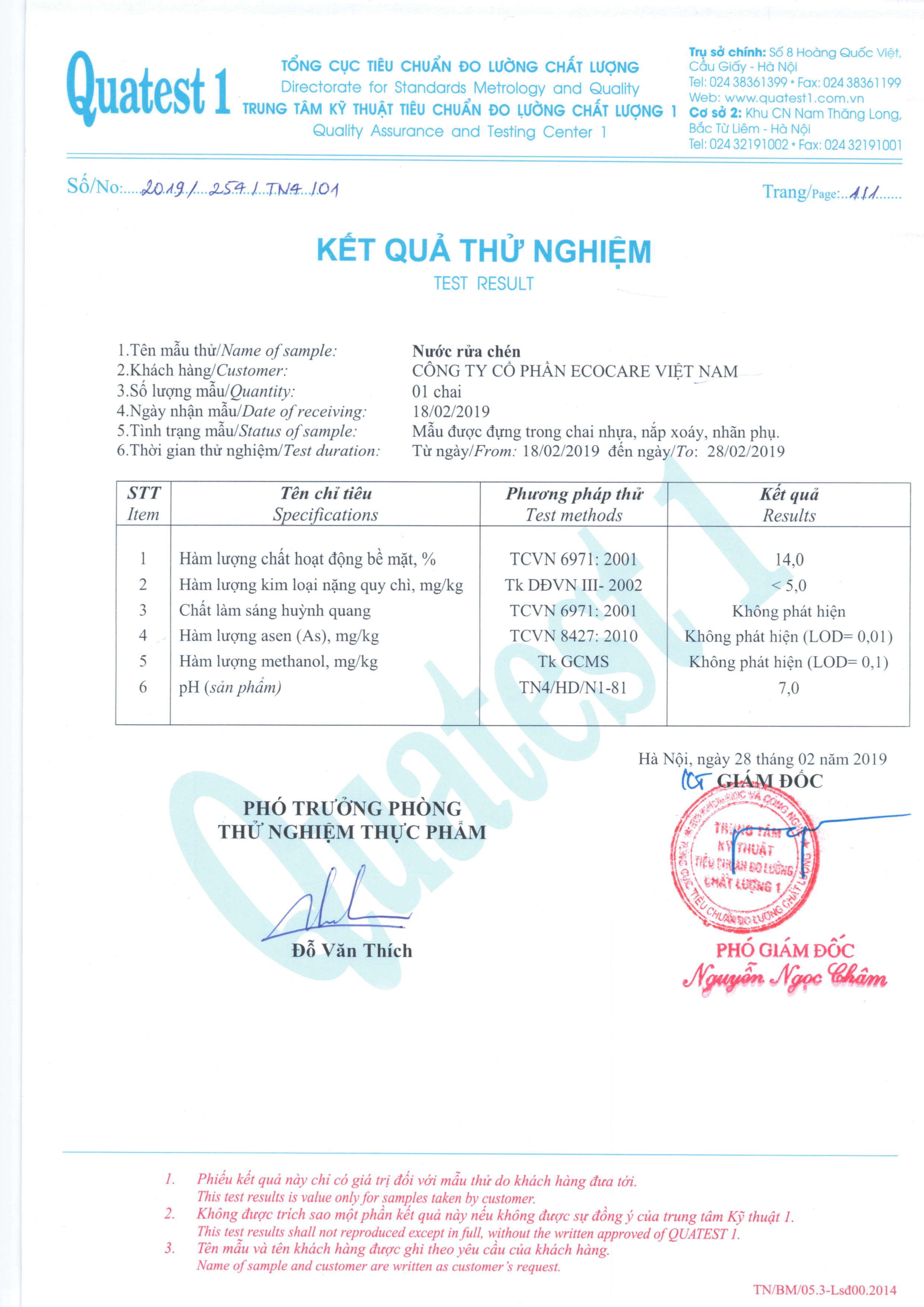 Nước rửa chén hữu cơ bồ hòn Ecocare
