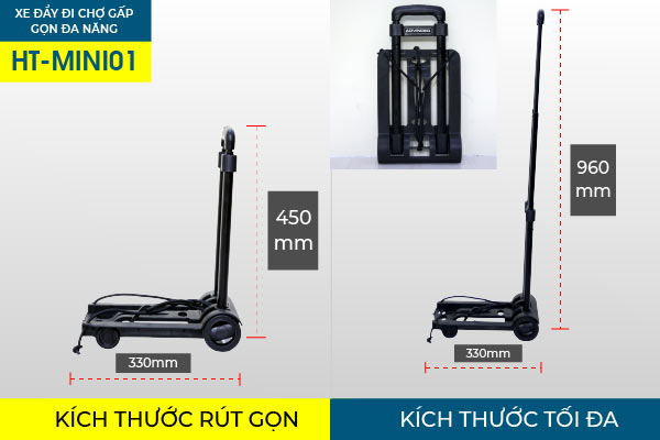 Xe đẩy đi chợ gấp gọn đa năng ADVINDEQ HT-MINI01 (Tải trọng 45kgs)