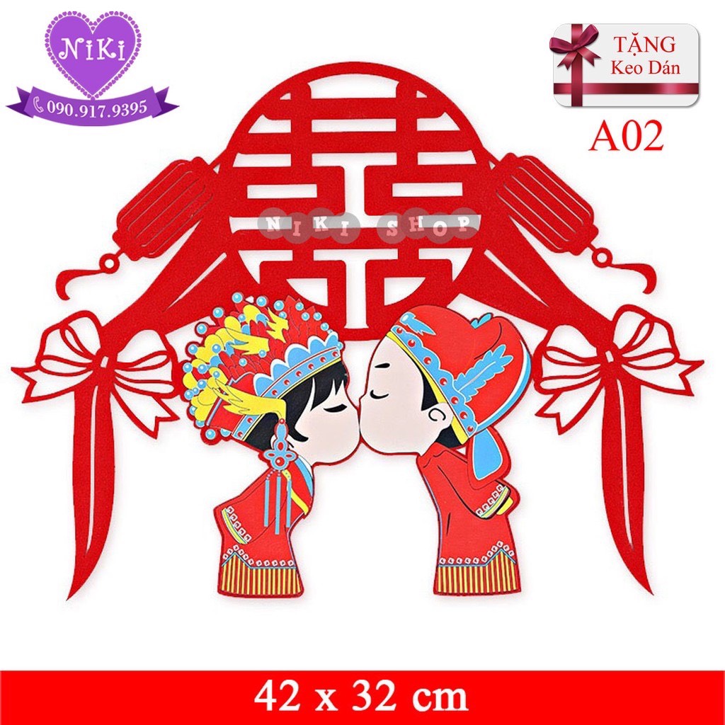 bộ giấy dán hỷ cô dâu chú rể