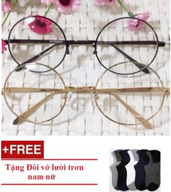 [HCM]Combo 2 Kính Ngố Gọng Tròn Thời Trang Nobita (Đen-Vàng) + Tặng đôi vớ lười trơn nam nữ