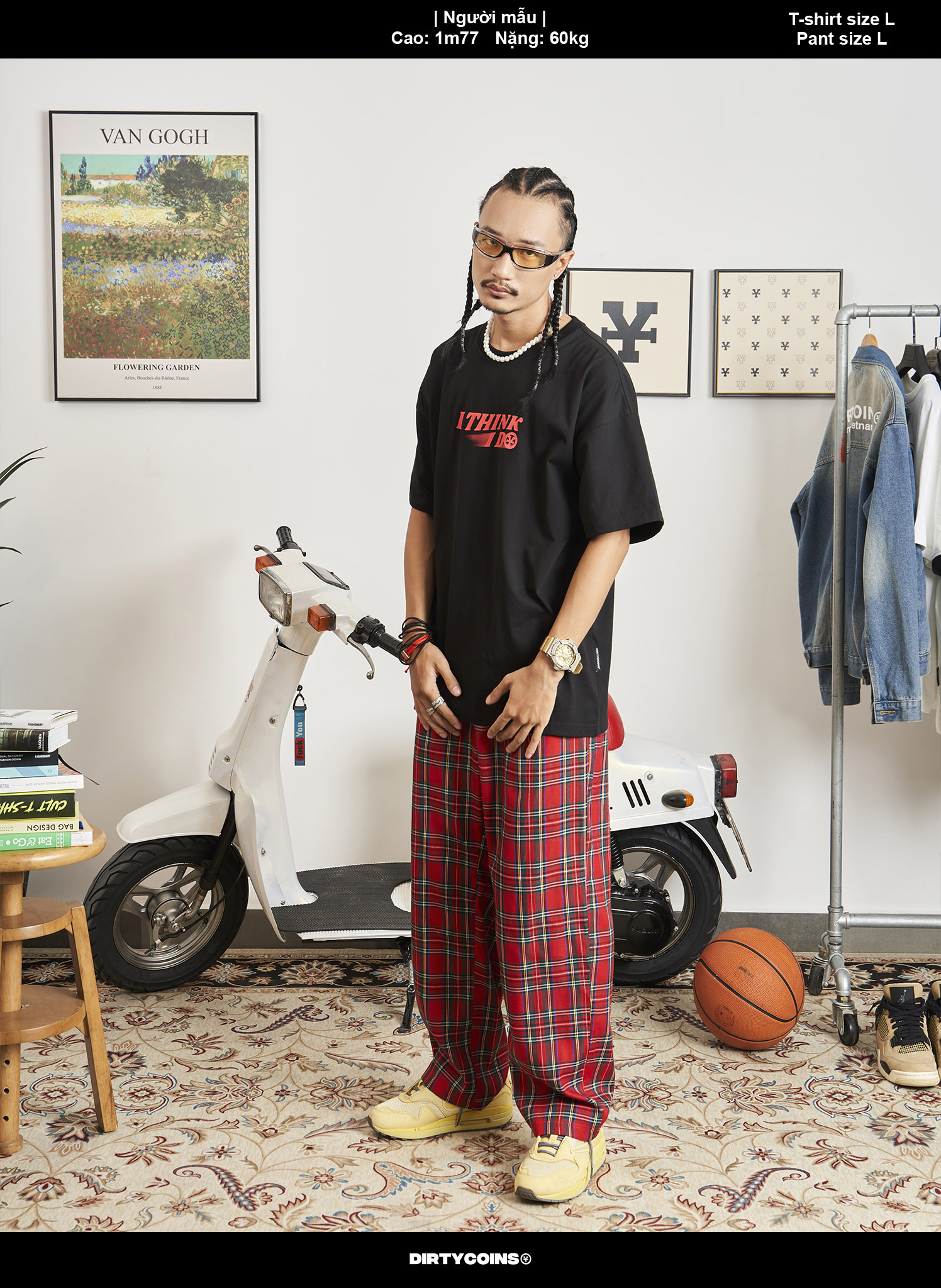 Quần Dirty Coins Logo Plaid Pants - Red