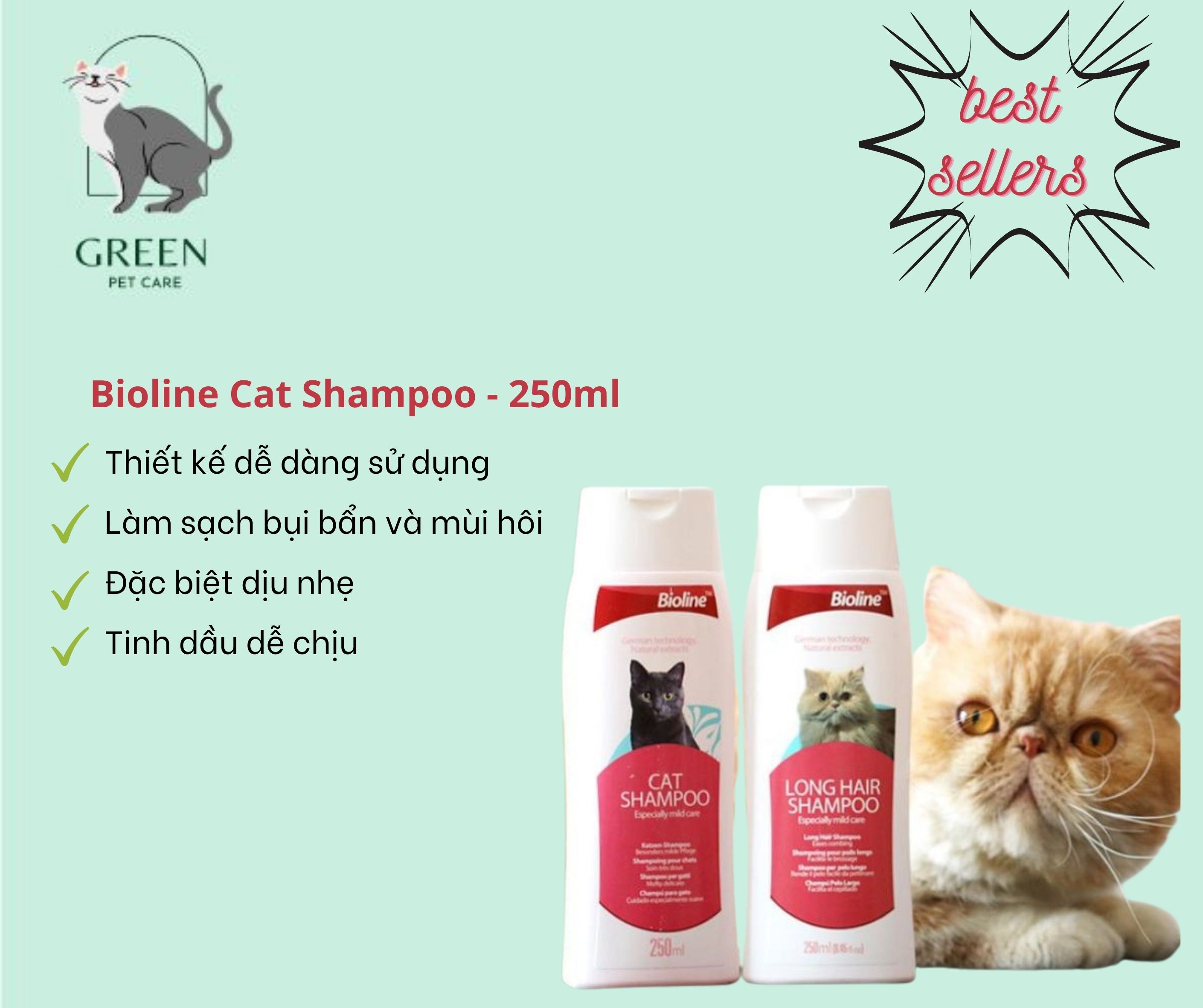 Sữa tắm cho mèo Bioline - chai 250ml