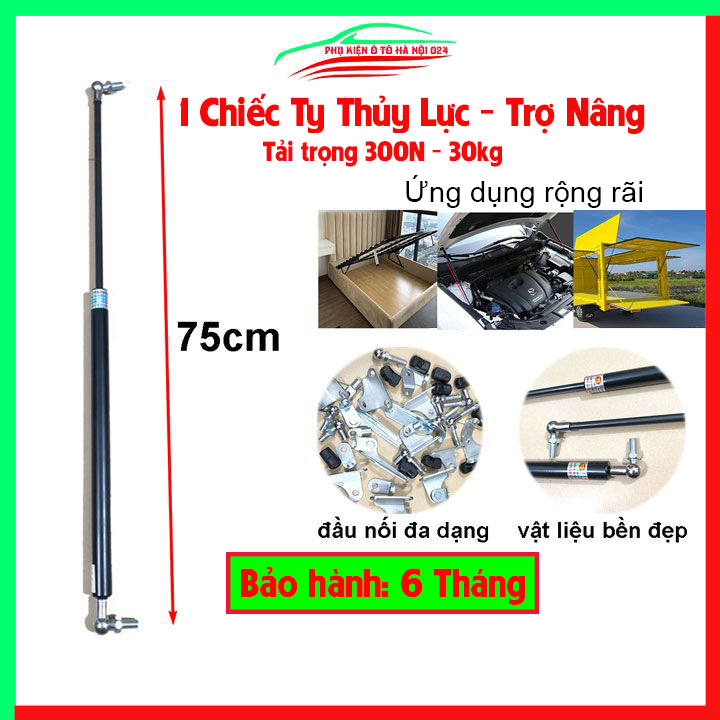 1 Cây ty thủy lực, ben hơi dài 75cm chịu lực 300N-30kg/1 cây chống nắp capo, cốp ô tô, cánh cửa công nghiệp trợ nâng, trợ lực tốt