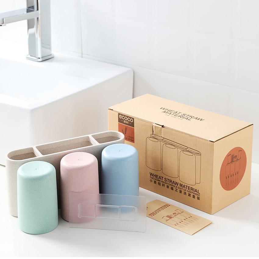 Kệ để bàn chải kèm 3 cốc ecoco 1615 cao cấp