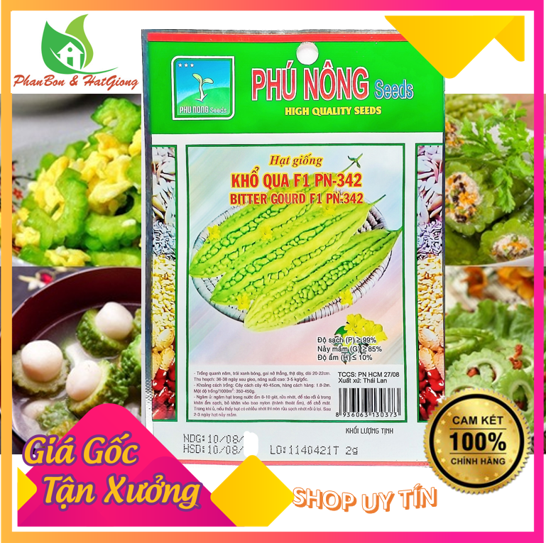 Hạt Giống Khổ Qua Xanh Cao Sản Siêu Trái 2G - Phú Nông Seeds - Trồng Rau Xanh Rau Sạch Bằng Đất Sạch, Xơ Dừa Mùn Dừa Và Phân Bón Hữu Cơ Trùn Quế, Phân Bò, Phân Gà | Phân bón và Hạt Giống TP.HCM