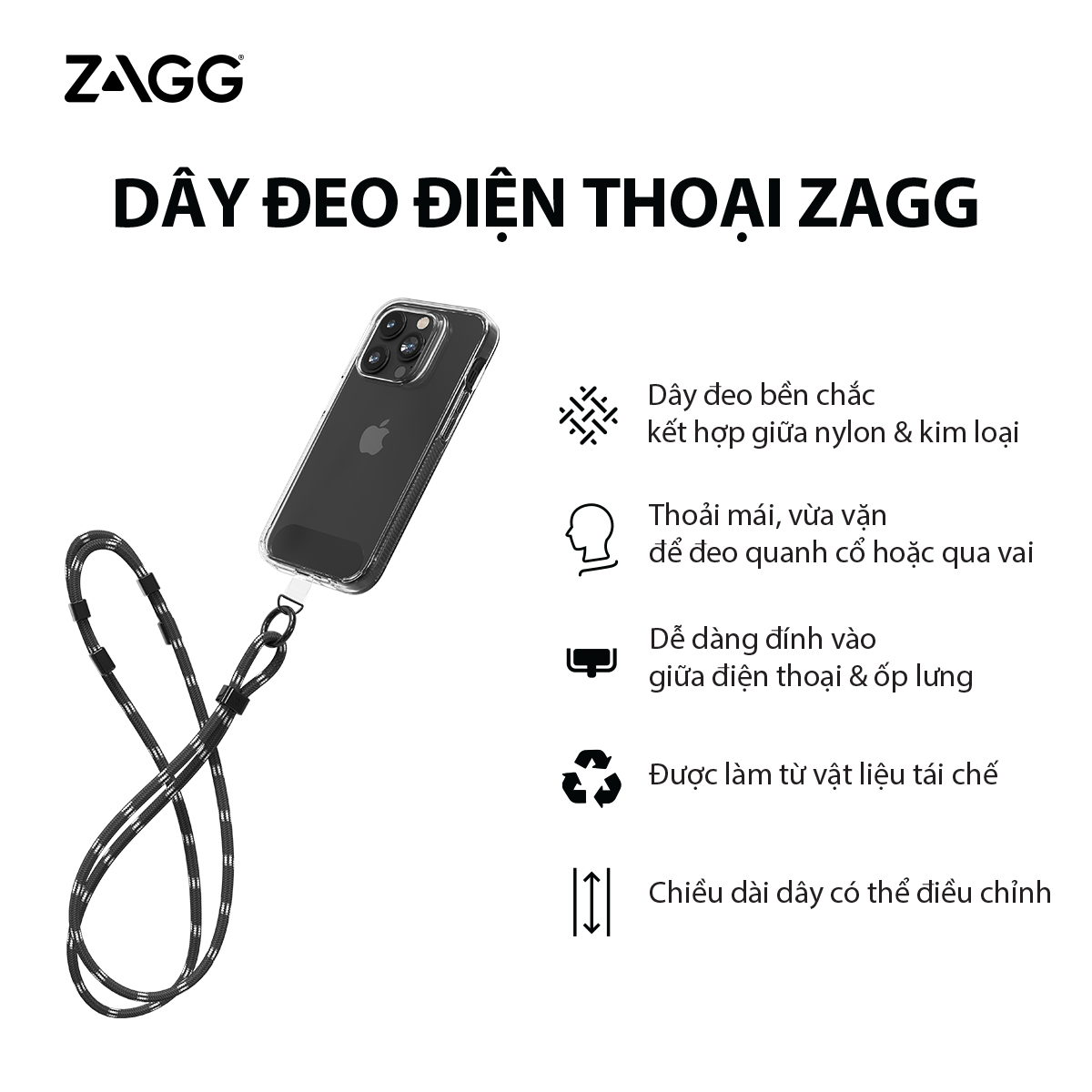 Dây đeo điện thoại Mophie - ZAGG đa năng (quà tặng)