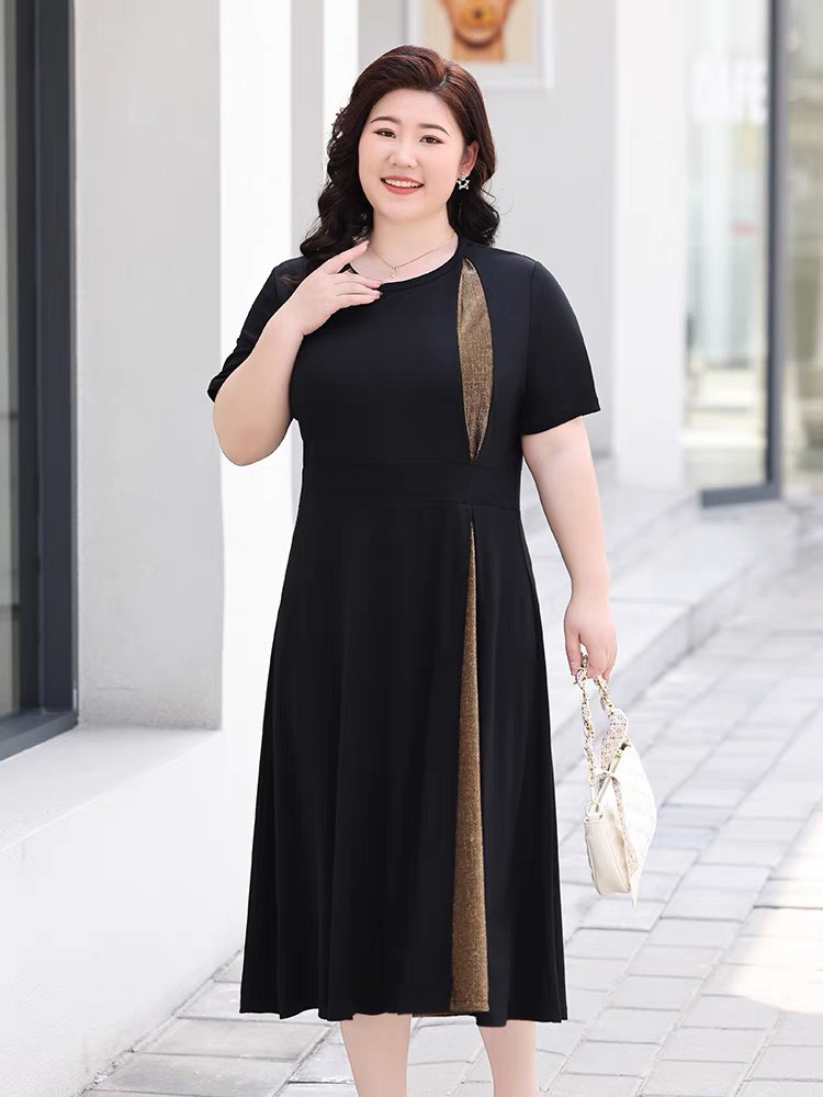 Đầm chữ A phối kim tuyến đơn giản trung niên bigsize - G12623