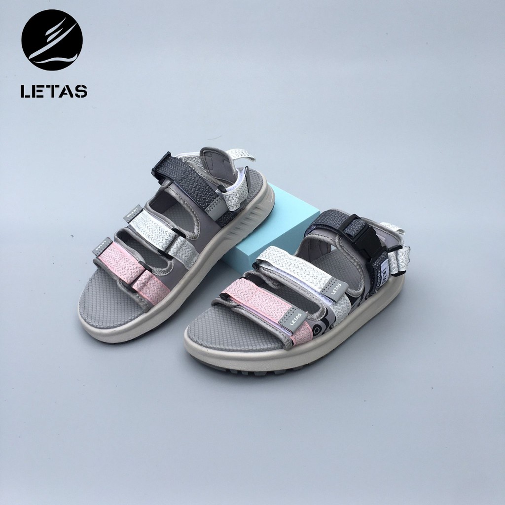 Sandal Nữ Phản Quang Letas D714 Trắng Hồng Ghi