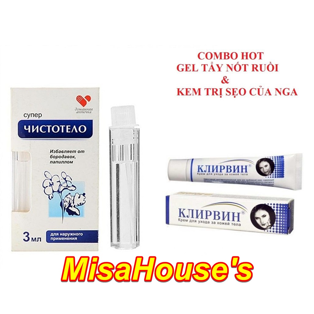 Combo Gel Tẩy Nốt Ruồi, Tàn Nhang và Kem Tẩy Sẹo Mờ Thâm của Nga