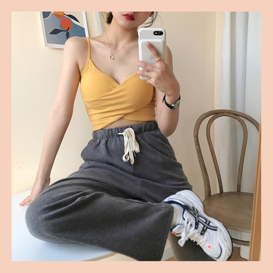 Áo Bra UNDERCOOL Cotton Thoáng Mát May Chéo Có Đệm Ngực