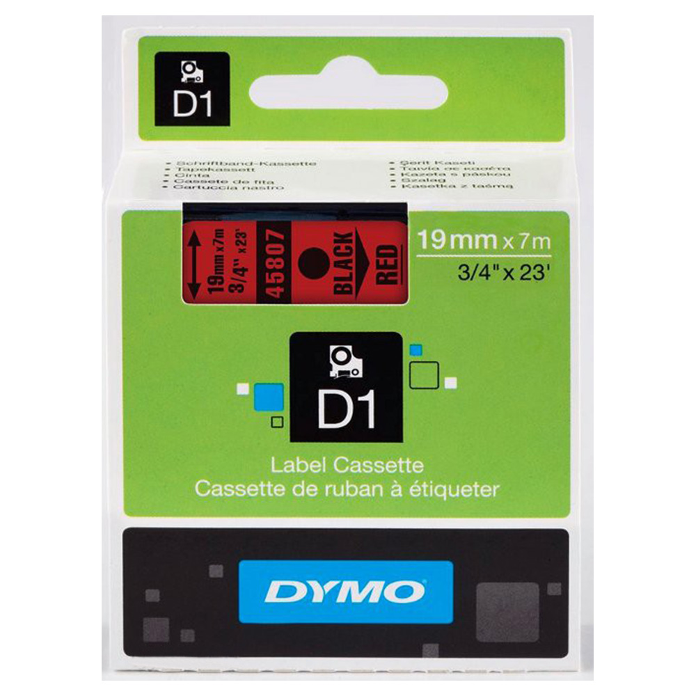 Nhãn in đa năng Dymo D1 nhựa Polyester 19mm x 7m Đen Đỏ