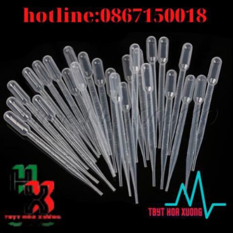Ống Hút Nhỏ Giọt 3ml - Pipet pasteur 3ml túi 100 cái