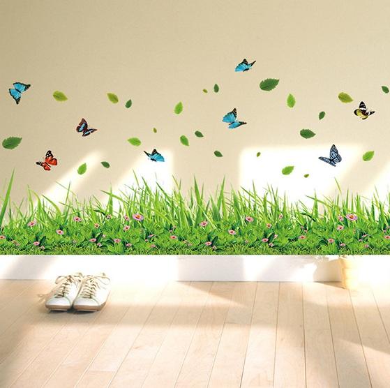 Decal dán tường chân tường cỏ xanh -A15-vivadecal