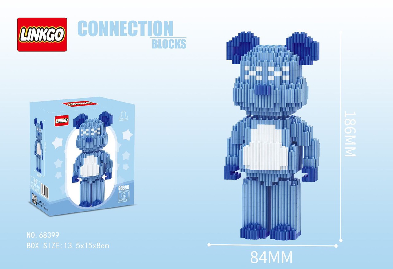 Mô hình đồ chơi lắp ráp 3D gấu mini bearbrick lớn 12cm