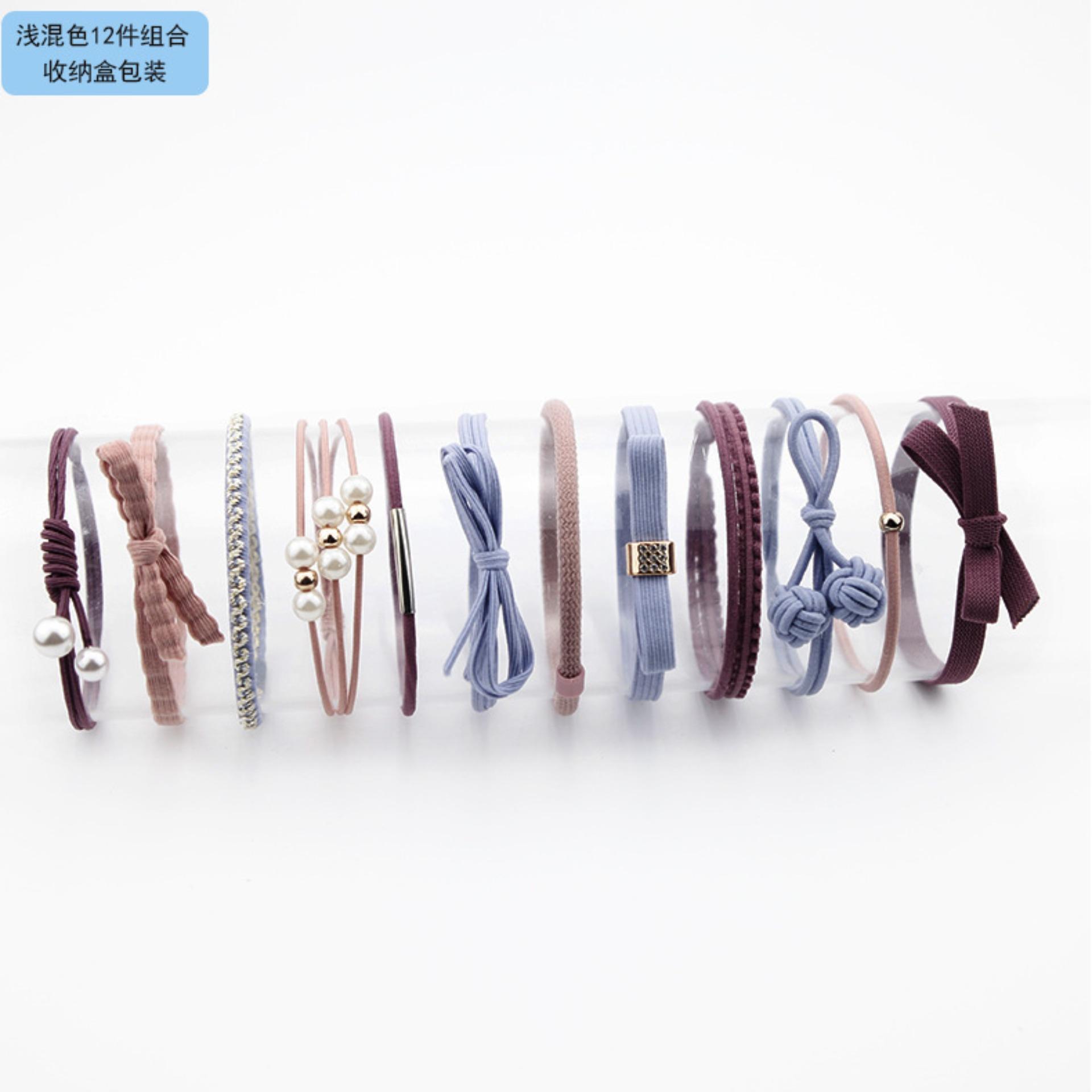 [HCM][Tặng Hộp] Phụ Kiện Tóc Set 12 Dây Buộc Tóc Cột Tóc Cao Cấp Kiểu Hàn Quốc Dễ Thương
