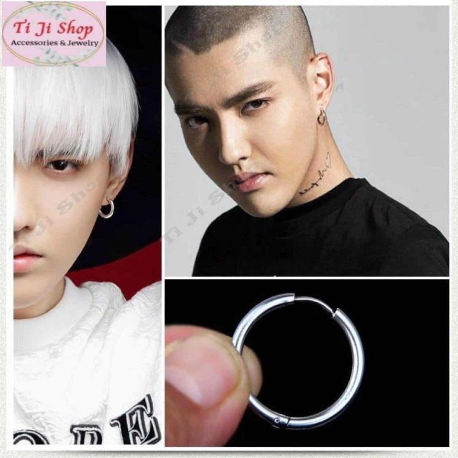 Khuyên tai tròn titan G-dragon cực chất