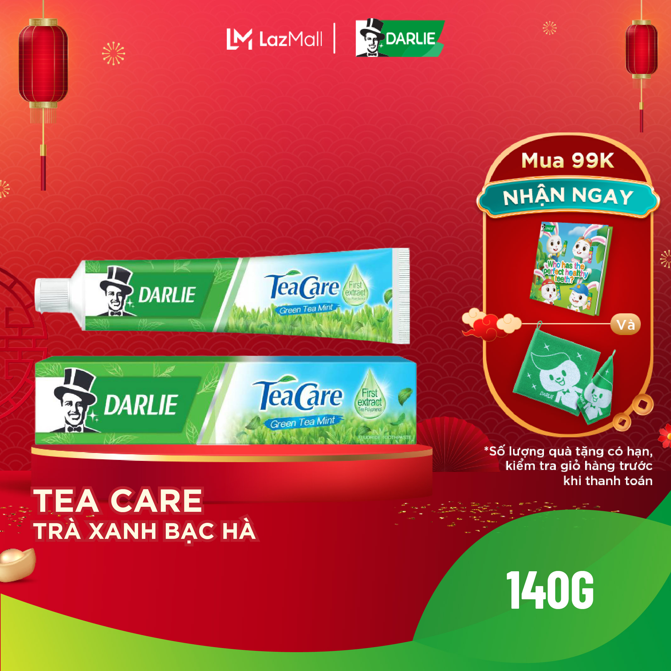 Kem Đánh Răng Darlie Tea Care _ Green Tea Mint 140g