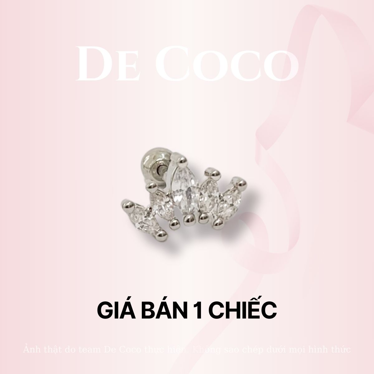 Khuyên tai, bông tai nữ De Coco Crown hình vương miện đính đá
