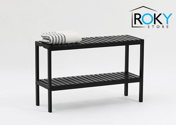 KỆ GIÀY 2 TẦNG SIZE M MÀU ĐEN - BENCH 2F SIZE M BLACK -수납선반장 화이트 우드