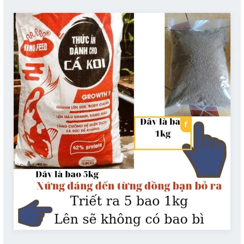 1kg cám cá Koi King feed 42% đạm ( Túi triết 1kg)