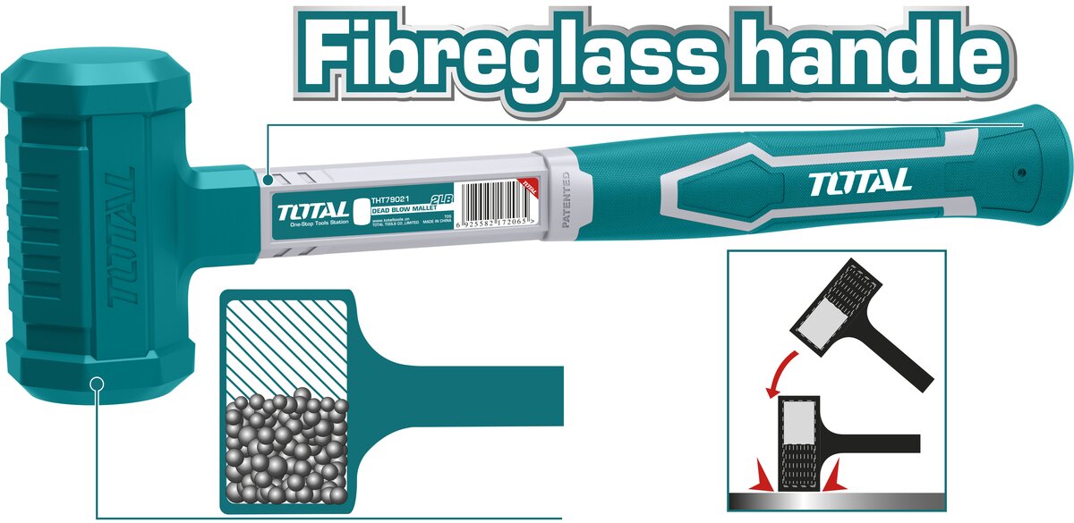 Tht79021 2lb búa nhựa đầu tròn đập không nảy total