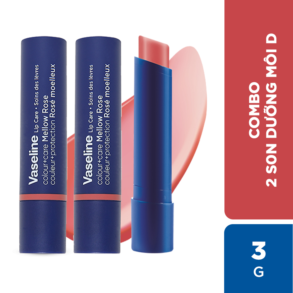 Combo of 2 Vaseline Color+Care Mellow Rose Lip Balms 3g