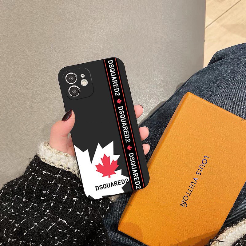 Ốp iphone dsquared2 d35 kẻ đỏ ốp lưng iphone in hình lá phong dsquared2 thương hiệu icon nhựa dẻo cạnh vuông bảo vệ camera