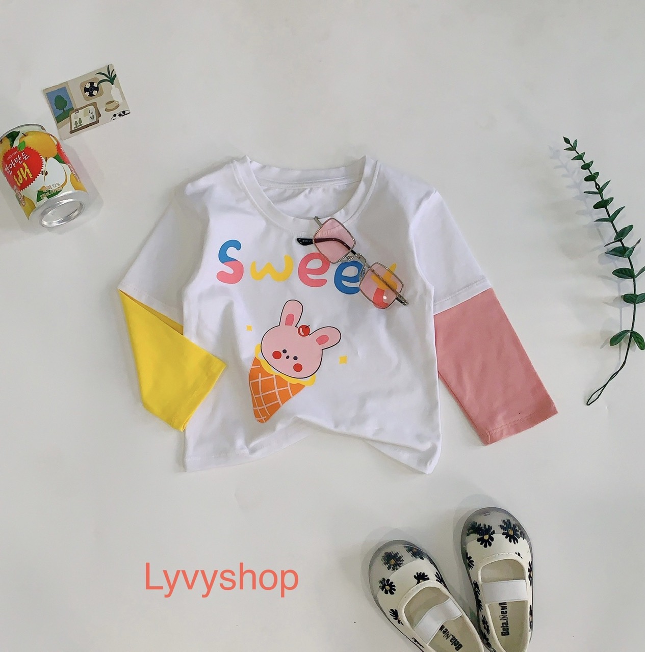 [Hoàn Tiền 6%] Lyvyshop - (Cotton SG chính phẩm) Áo dài phối tay siêu dễ thương cho bé gái từ 09-26kg