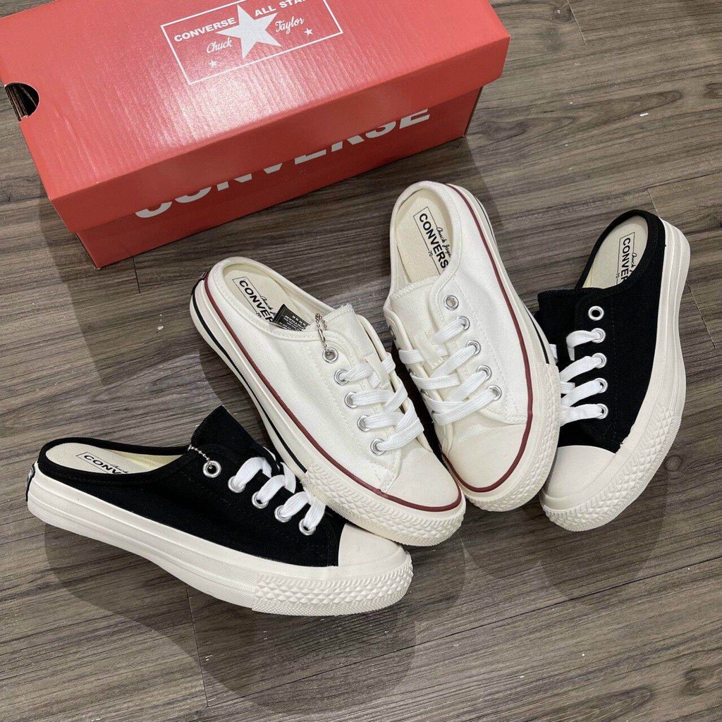 Giầy Sục Converse [ Full Box ] Nữ Đen - Trắng Cao Cấp - Sneaker Đạp Gót Mới
