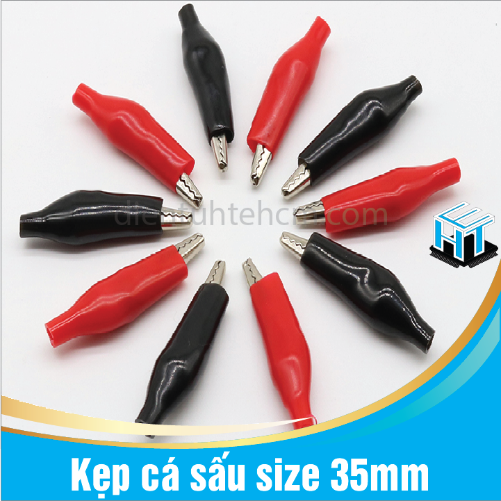 COMBO 5 BỘ Kẹp cá sấu size 35mm (Cặp đen đỏ)