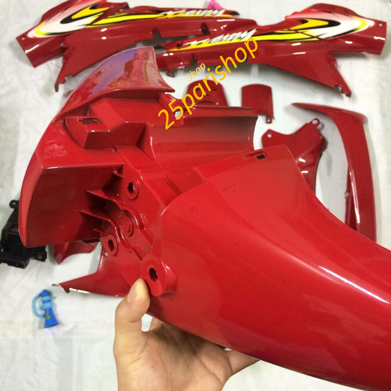 Bộ dàn áo xe WAVE alpha 110 - Wave zx - wave nhỏ 110 đời 2002-2006 - màu Đỏ Cờ -  nhựa nguyên sinh ABS