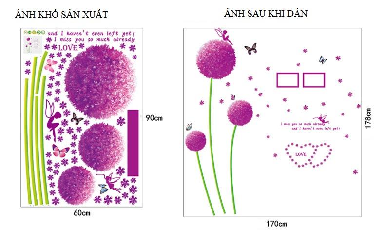 Decal dán tường Cẩm tú cầu tím- H31-vivadecal