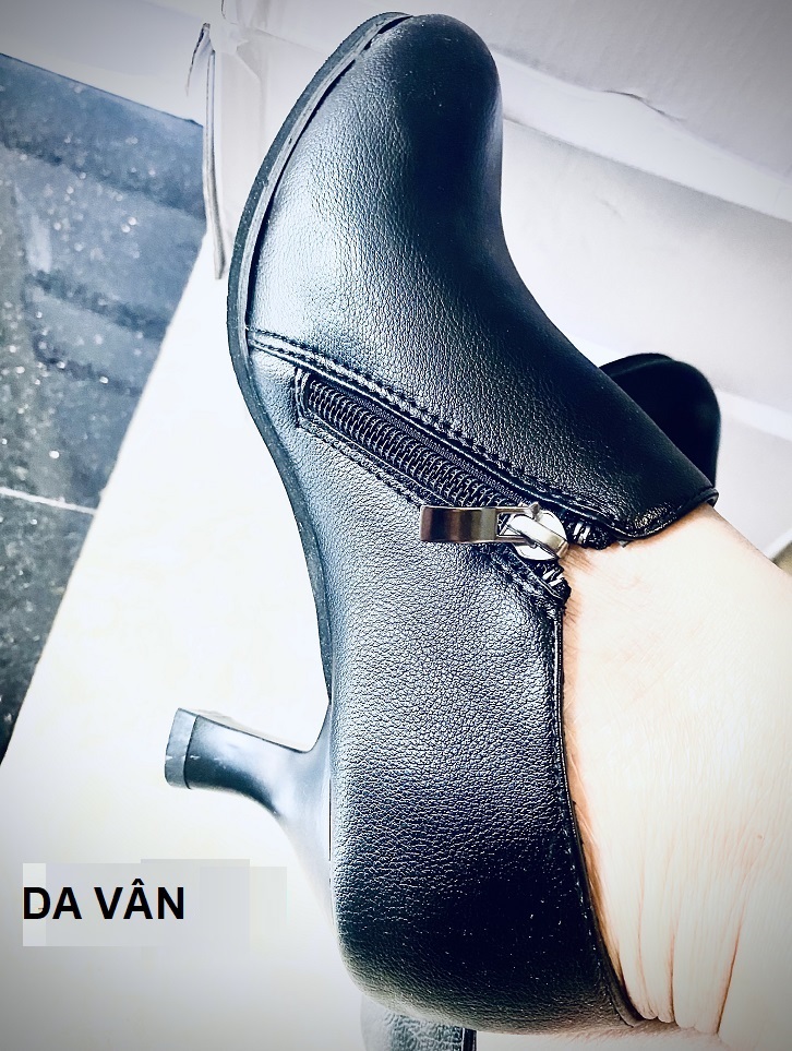 [CAO CẤP] Giày bốt đế vuông 6 phân cổ ngắn mũi nhọn 1 dây kéo Giày boots nữ S003