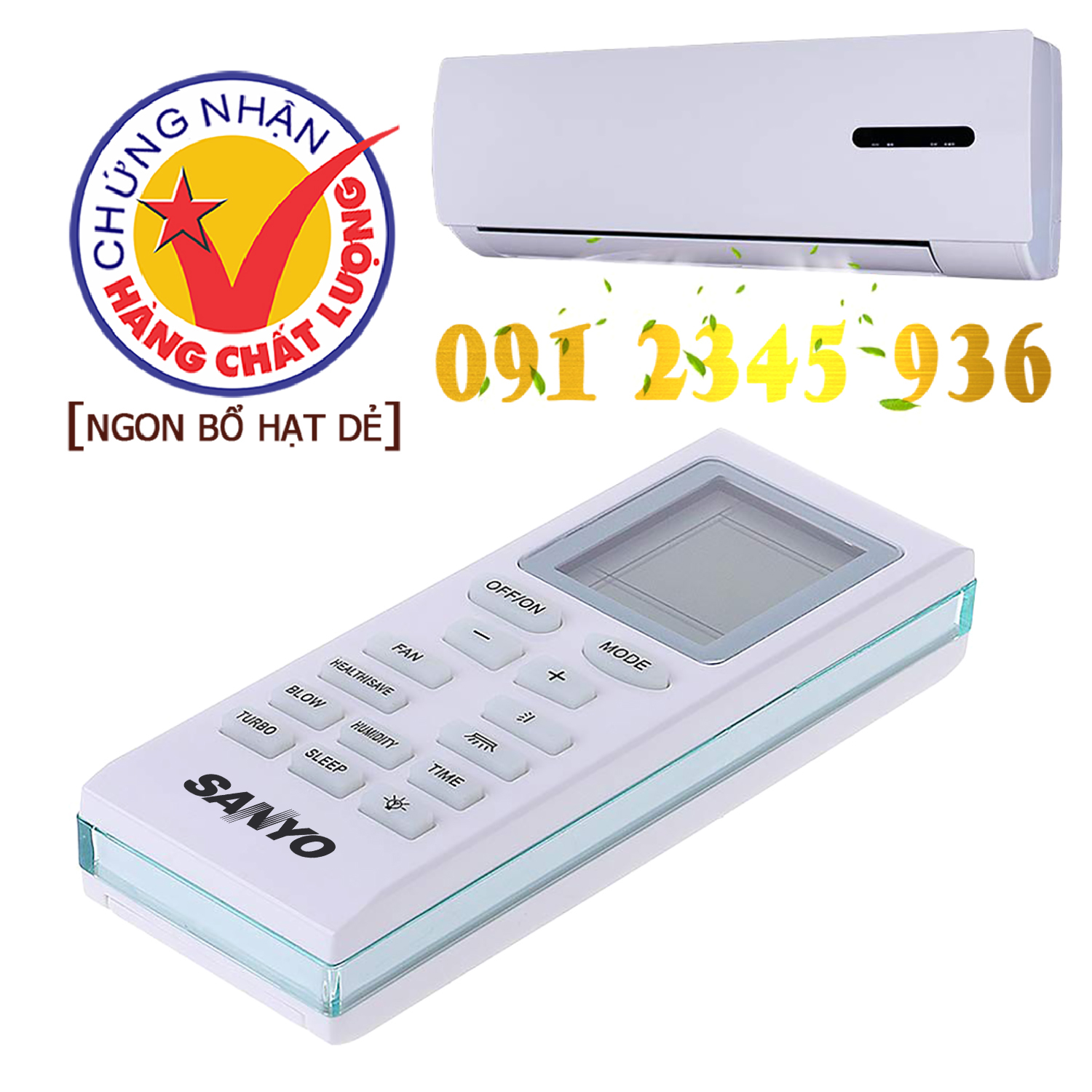 Điều khiển SANYO [HÀNG ĐẸP] cho điều hòa. (Mẫu số 2)