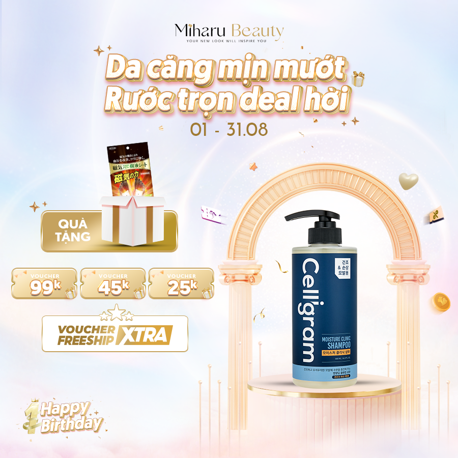 Dầu gội dưỡng tóc bóng mượt dành cho tóc khô xơ - Celligram Moisture Clinic Shampoo 500ml