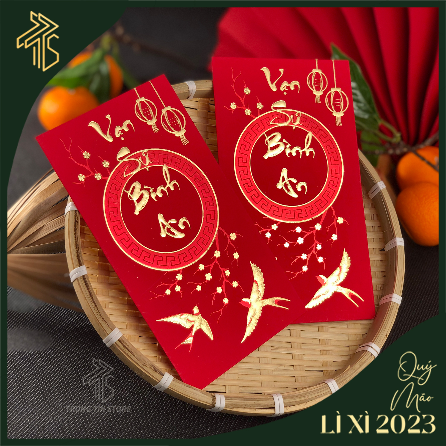 Lì xì đỏ dùng để lì xì đi lễ chùa lì xì chữ Vạn Sự Bình An lì xì họa tiết nổi sang trọng