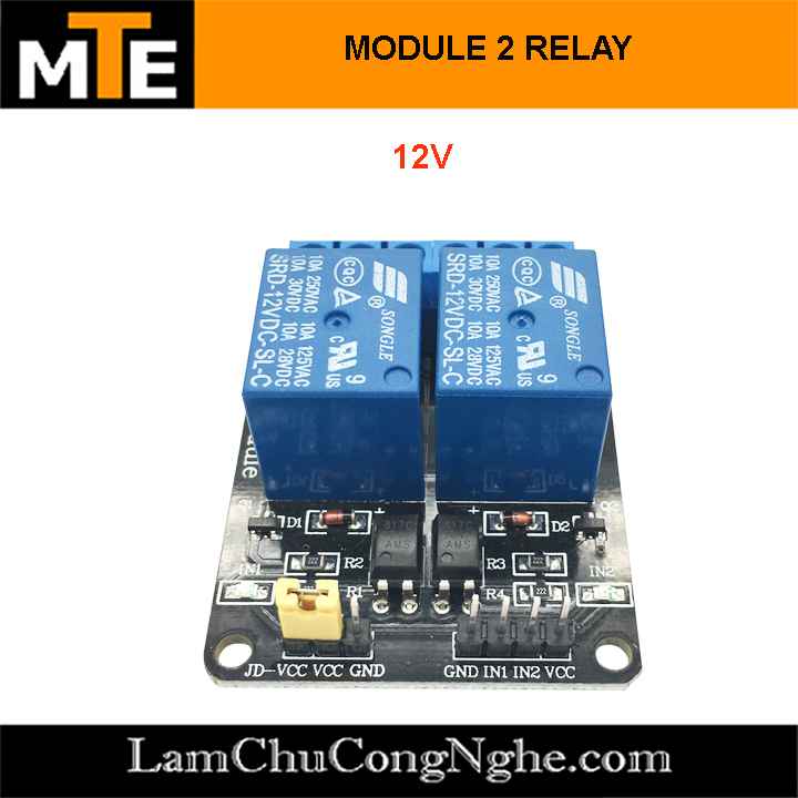 "Module relay 5V, 12V đóng cắt thiết bị điện 10A