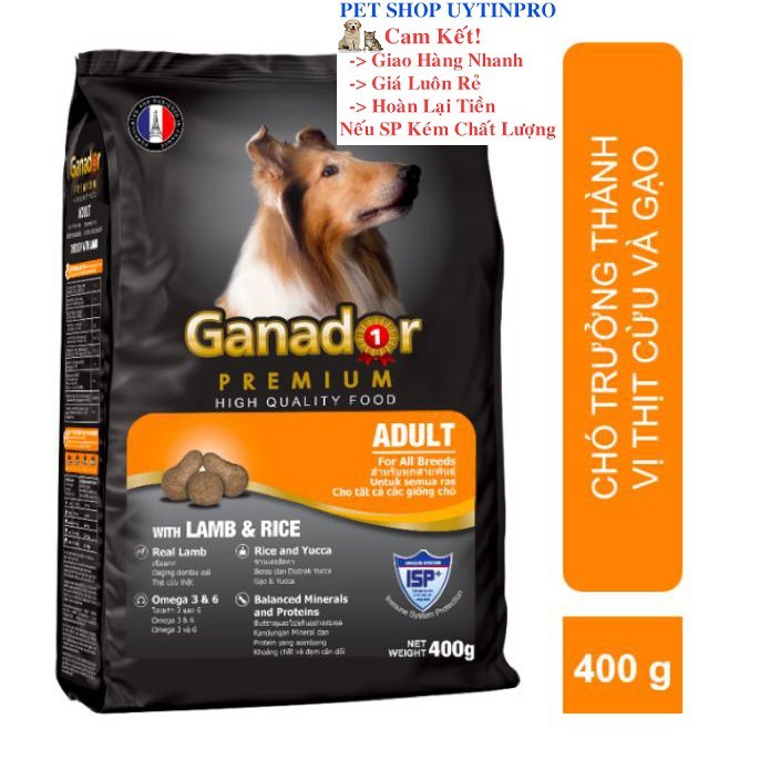 [Hoàn tiền 10%]  THỨC ĂN CHO CHÓ Ganador Adult Vị Thịt Cừu và Gạo Gói 400g Thương Hiệu Từ Pháp - Pet shop Uytinpro