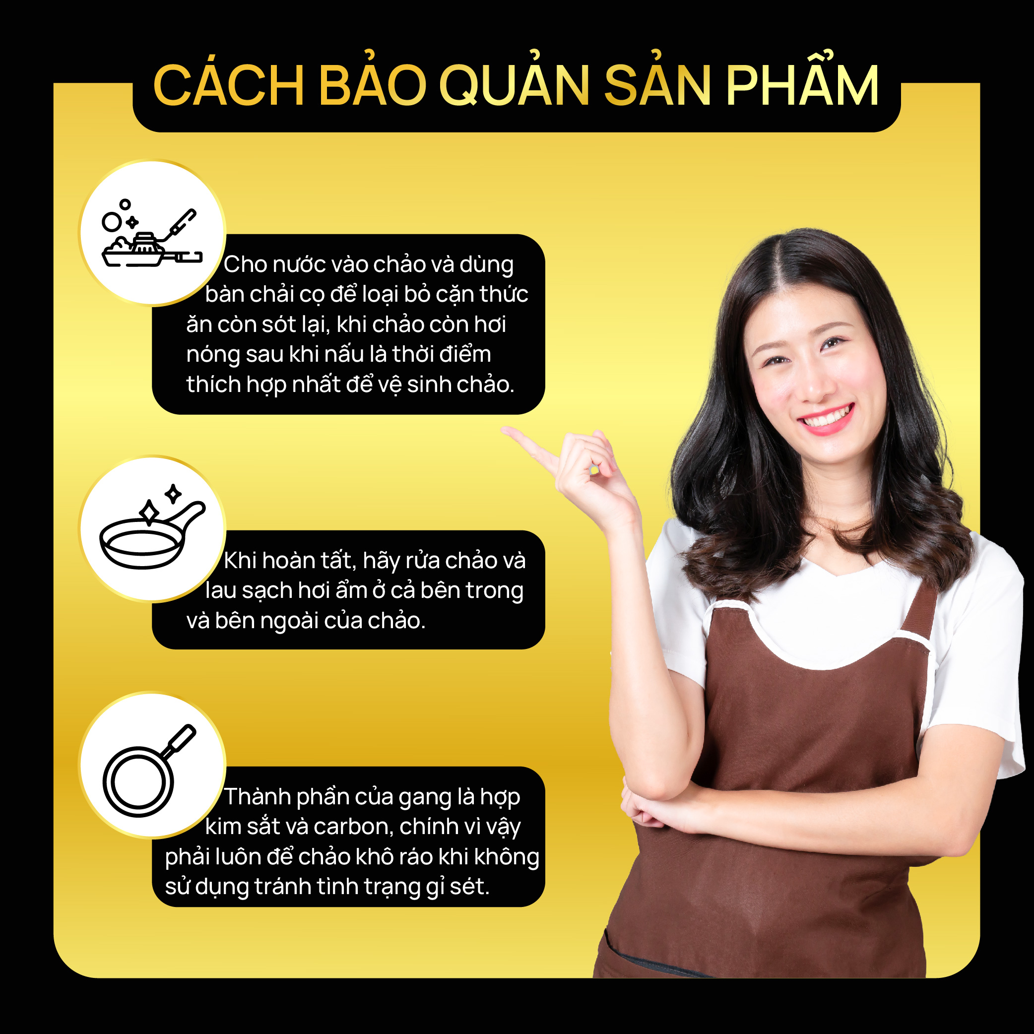 Chảo gang sâu lòng cao cấp 24cm 1 Tay Cầm La gourmet Nitrigan-Chống dính tự nhiên- chiên xào-chính hãng-sử dụng bếp từ- 347695