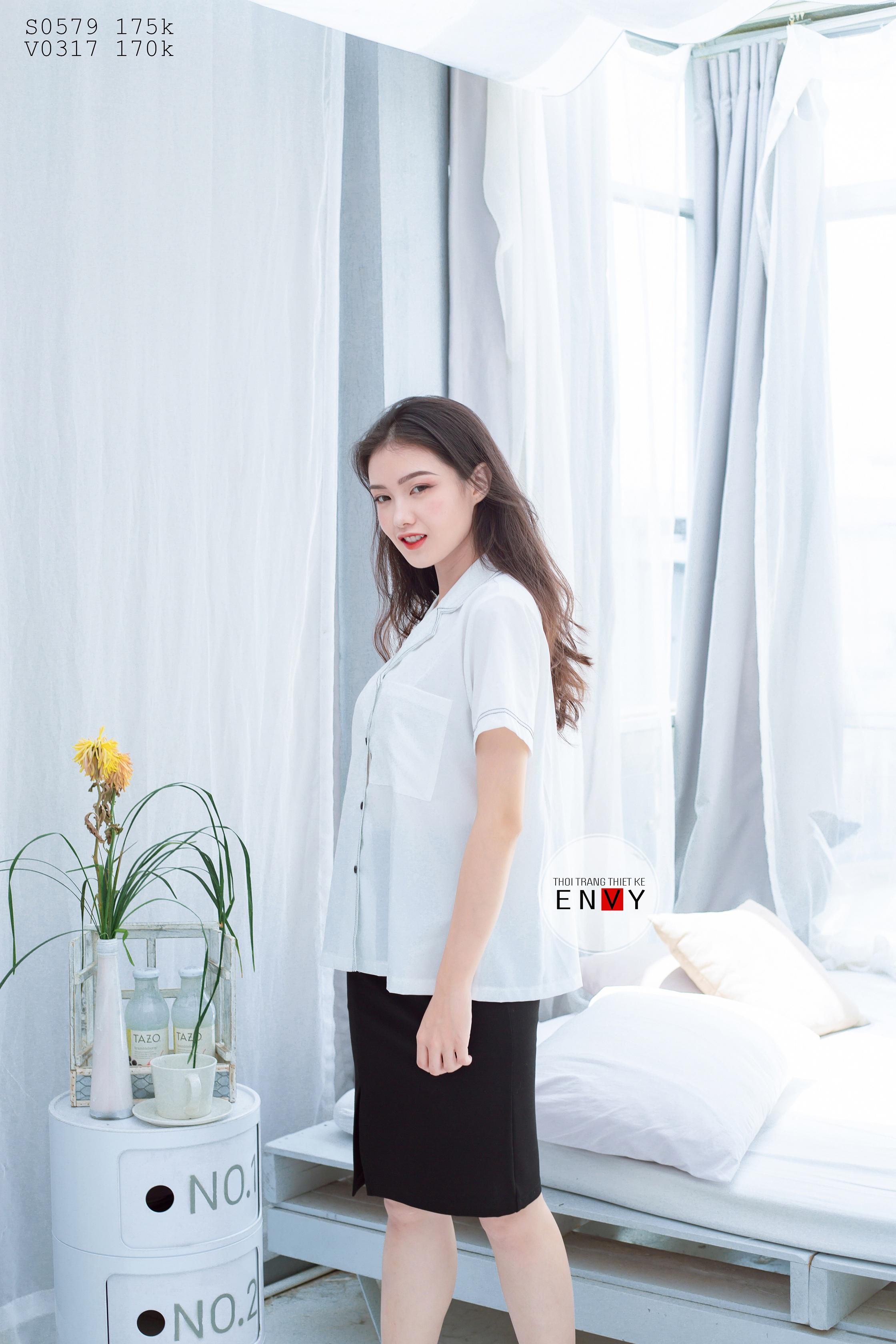 Áo sơ mi nữ viền Casso ENVY S0579