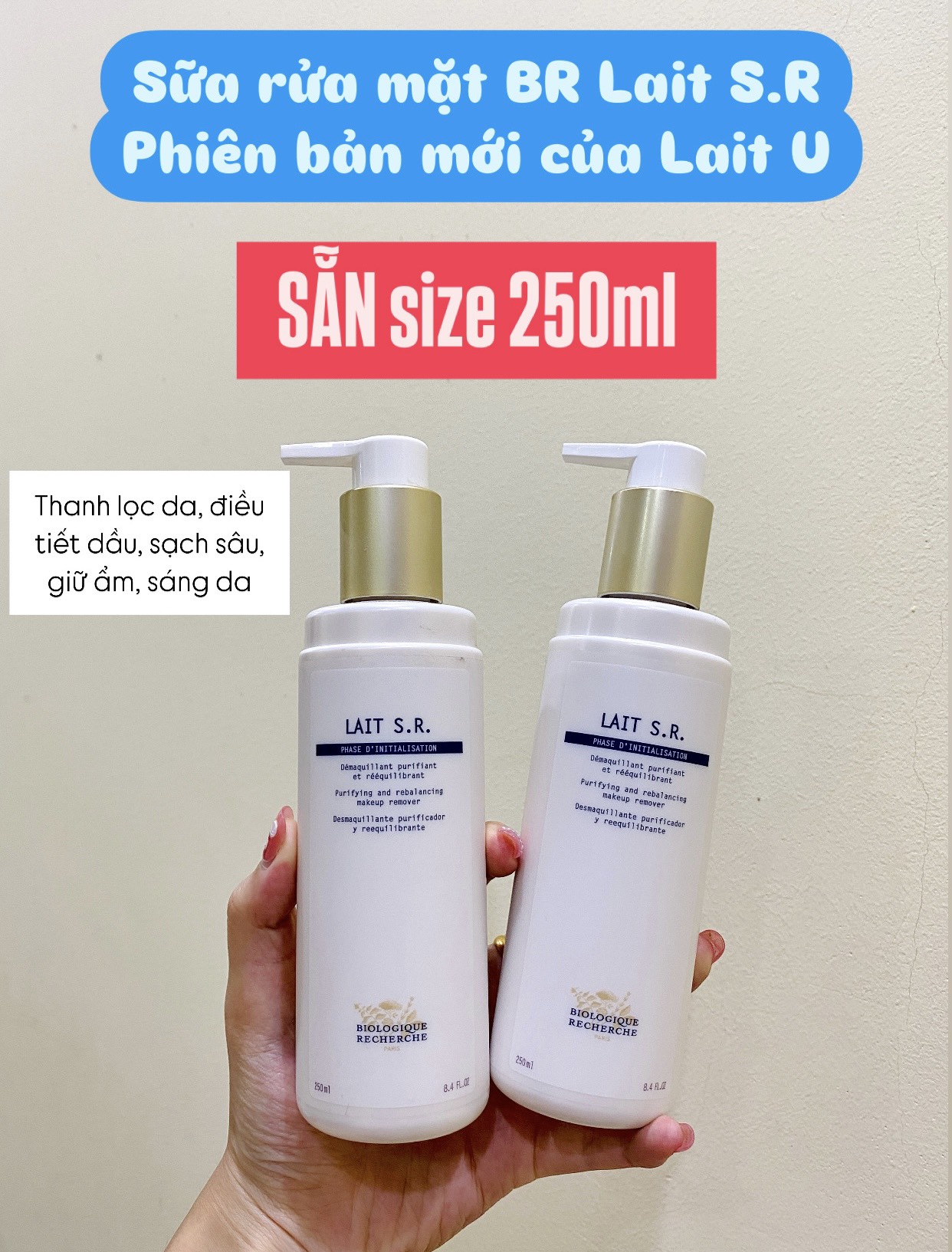 Sữa rửa mặt kháng khuẩn và làm sáng da BR Lait SR