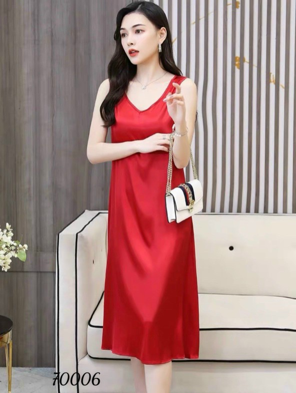 ĐẦM VÁY NGỦ HAI DÂY LỤA SATIN NHIỀU MÀU