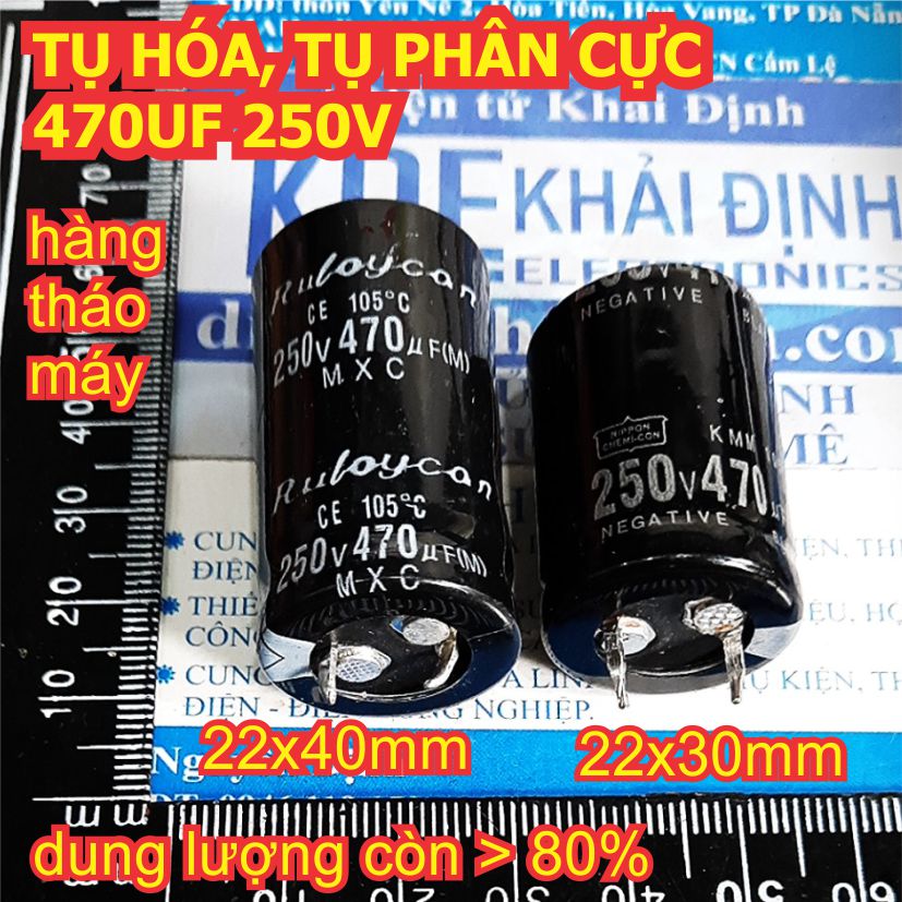 5 con tụ hóa, tụ phân cực, tụ sừng chân ngắn 470uf 250v 22x30mm 22x40mm kde2889