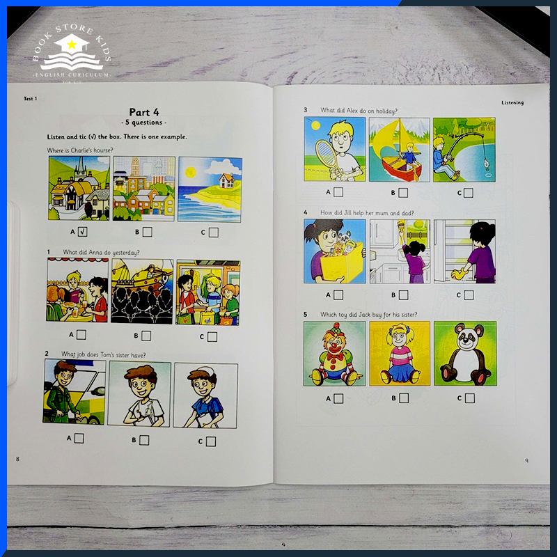 Test Mover Level 1,2,3 (tùy chọn) cho bé tặng kèm file nghe.
