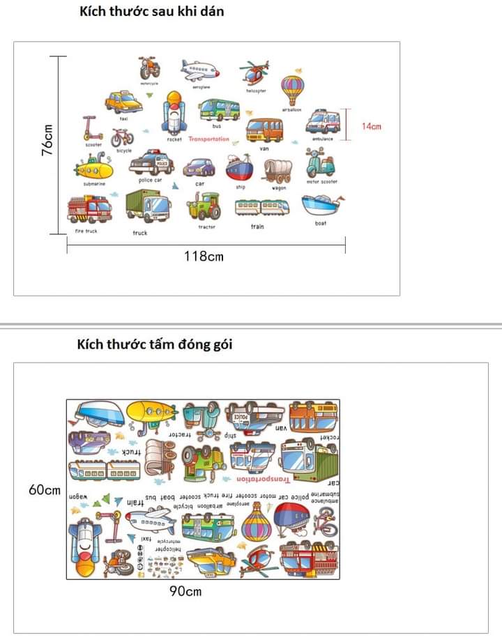 DECAL DÁN TƯỜNG PHƯƠNG TIỆN GIAO THÔNG
