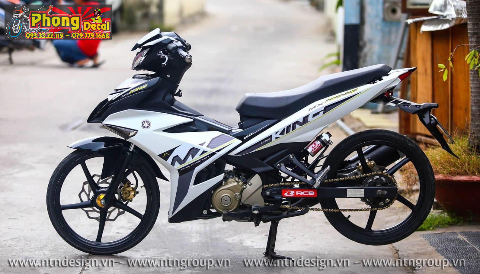 Tem Rời Xe Yamaha Exciter 150 MX King Trắng Đen - Mẫu Mới Tặng Logo
